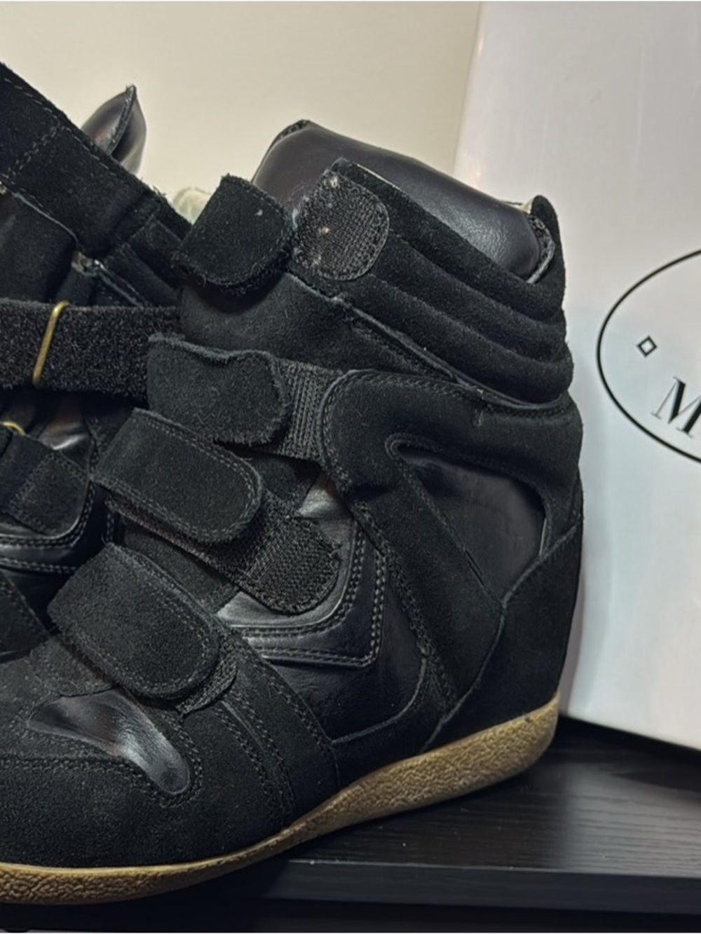 Steve Madden Black Velcro Wedge Sneaker